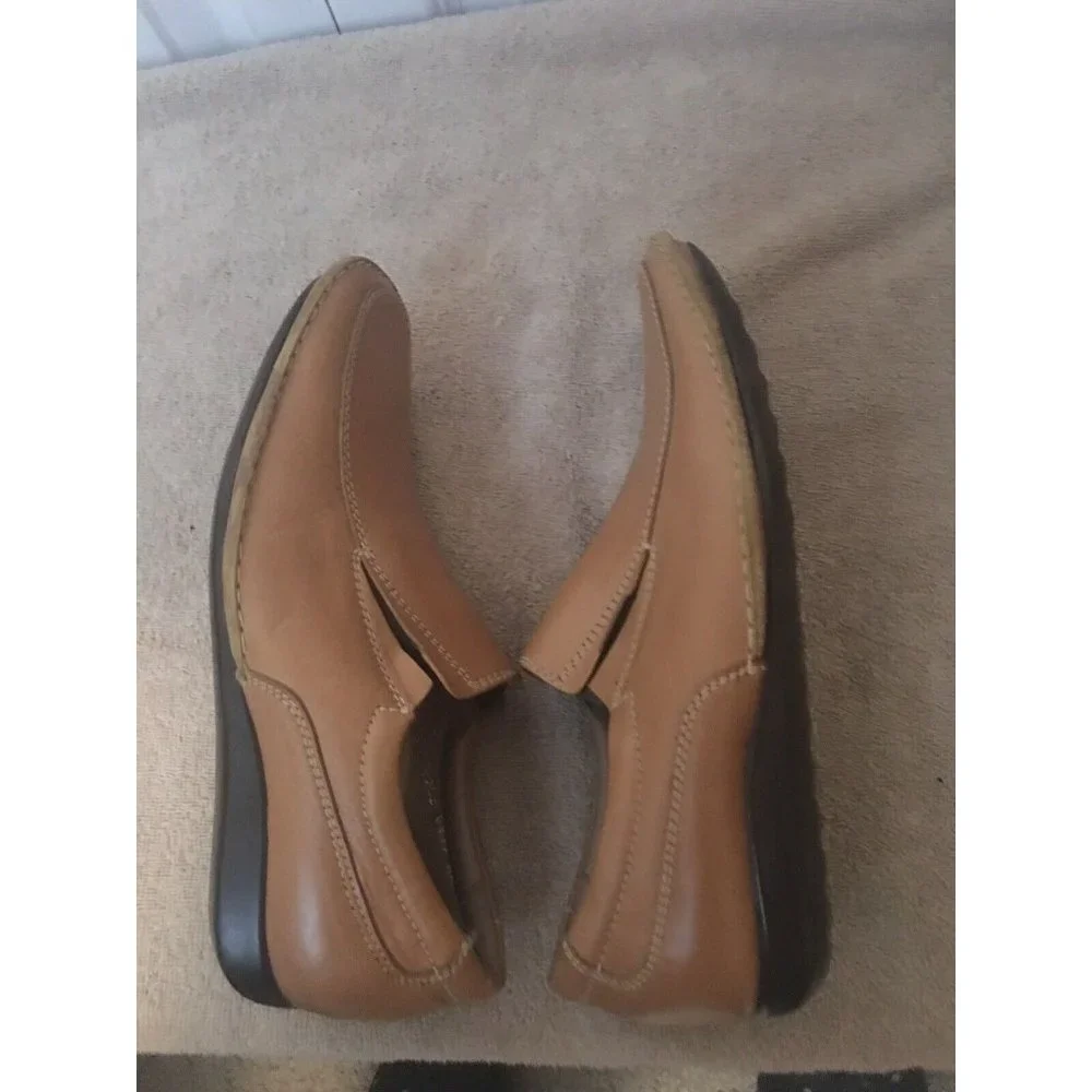 New Massimo Castello Shoes‎ Mocacin Loafers Tan Sz 10 Maroon Msrp $148
